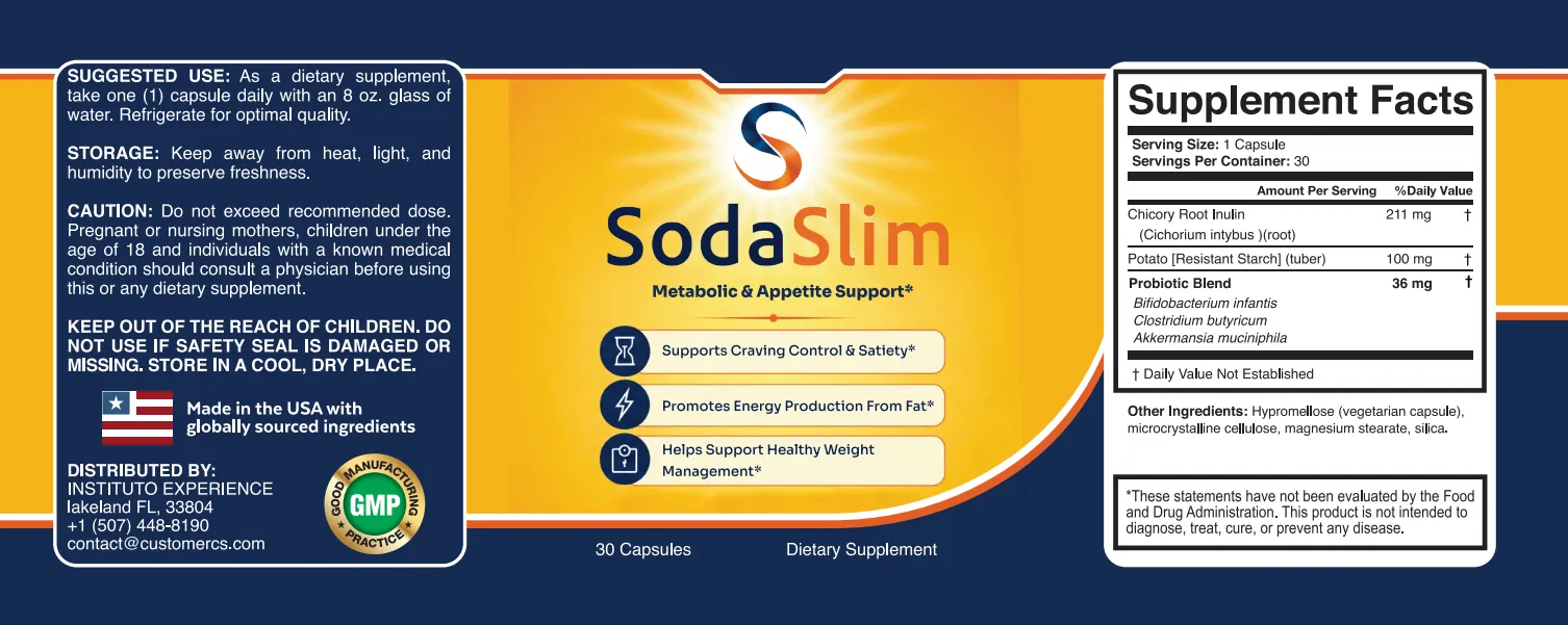 SodaSlim supplement facts and product label