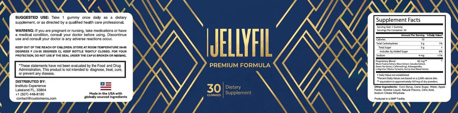 Original JellyFil supplement facts and ingredient label