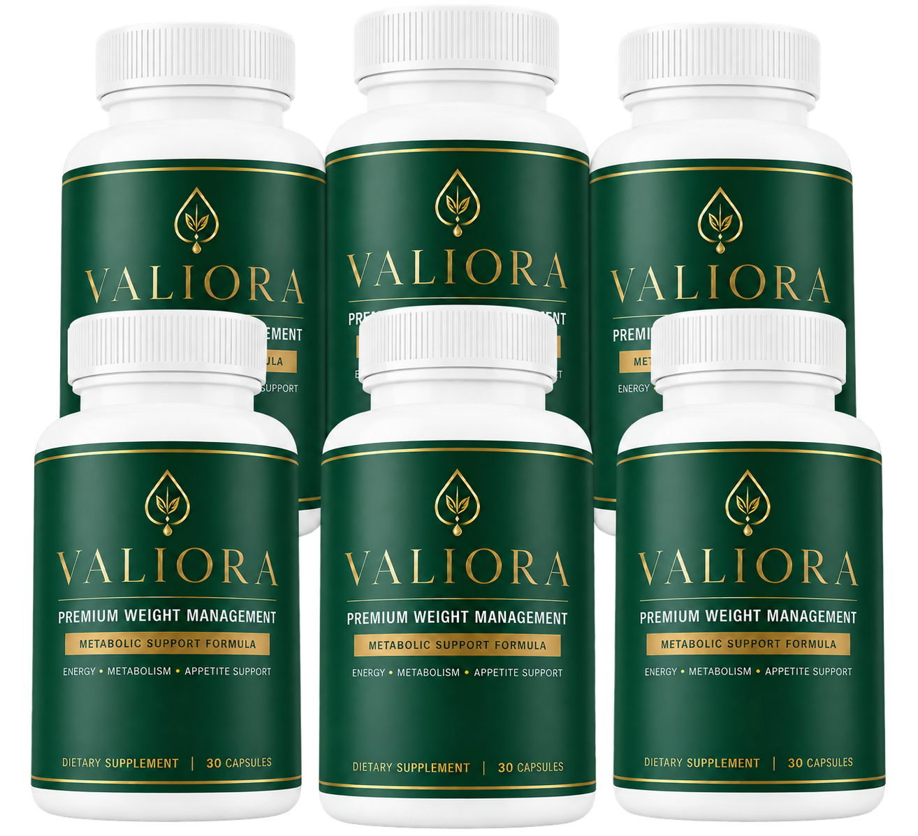 Valiora six-bottle package
